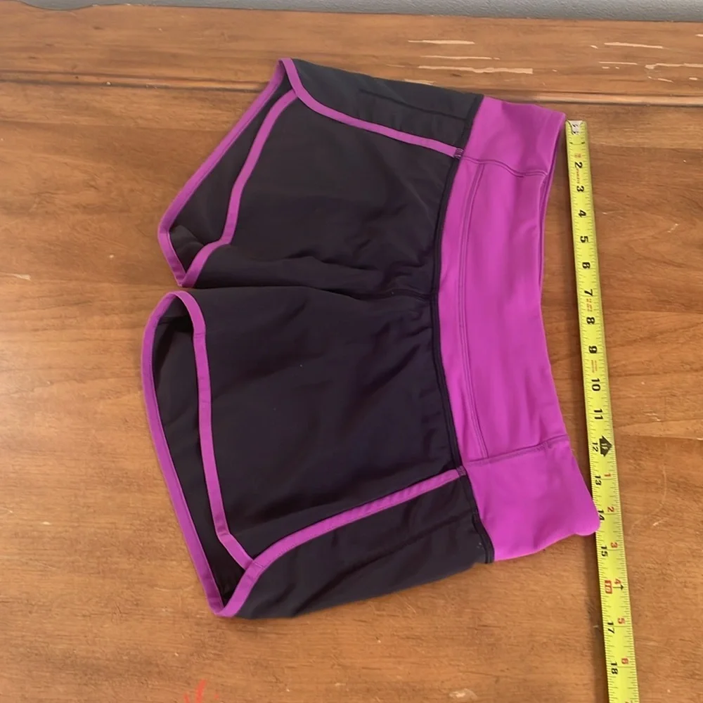 Lululemon Women's Black and Purple Running Shorts Size 6